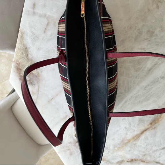 Henri Bendel Red and Black Tartan Tote Bag - Picture 5 of 11